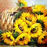 Schilderen op nummer Zonnebloemen in Mandje