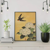 Schilderen op Nummer Zwaluw boven witte hortensia’s Japan