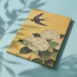 Schilderen op Nummer Zwaluw boven witte hortensia’s Japan