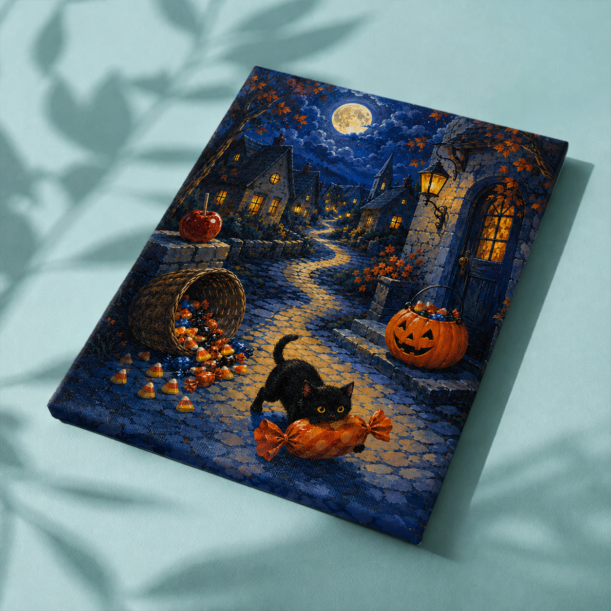 Afgewerkt canvas Buit uit de spooknacht op stof