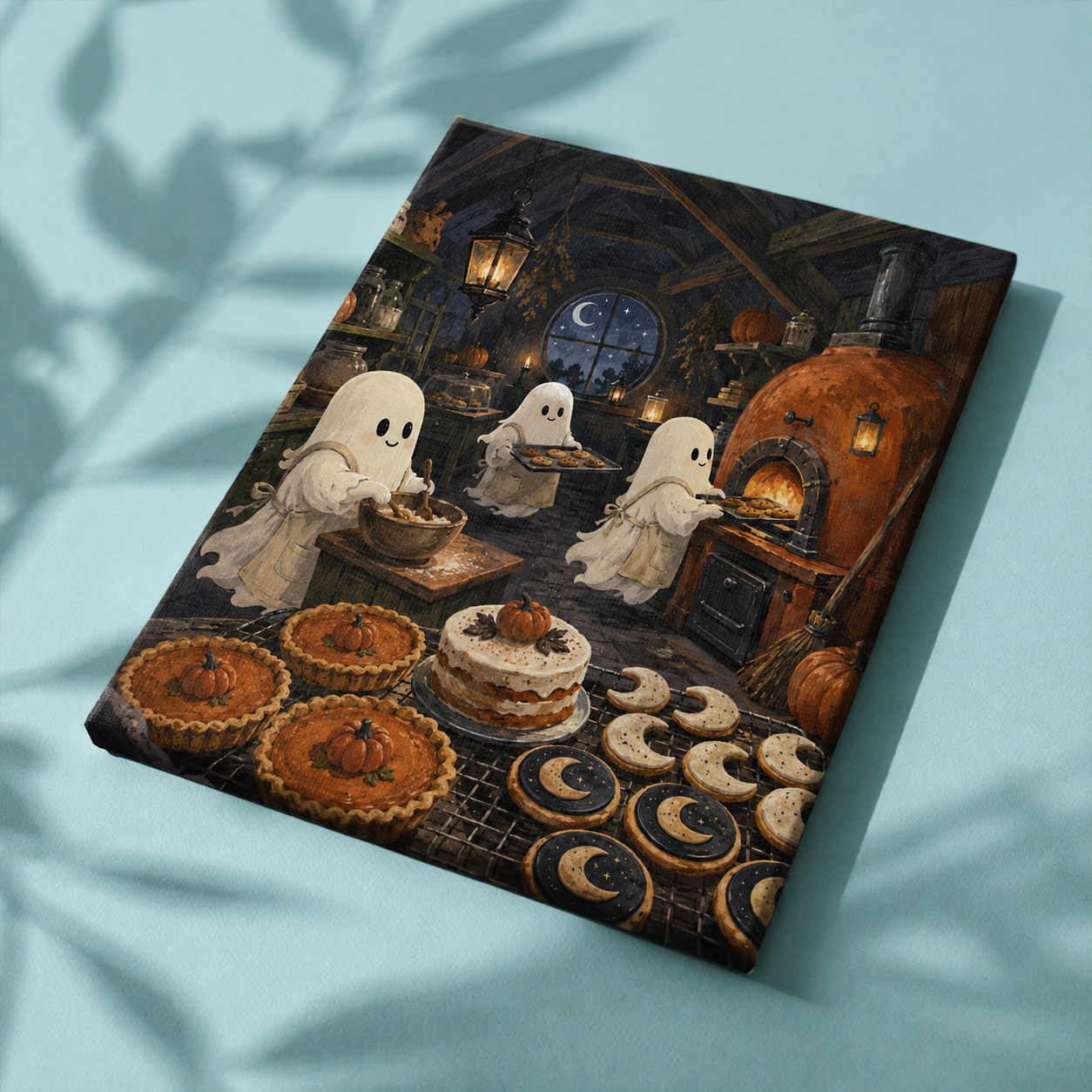 Afgewerkt canvas De bakkerij van kleine geesten op stof