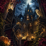 Schilderen op nummer De bibliotheek van fluisterende boeken – Halloween