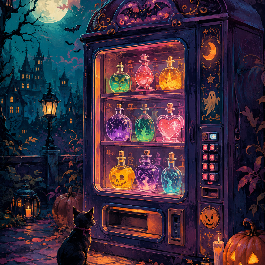 Schilderen op nummer De drankautomaat om middernacht – Halloween