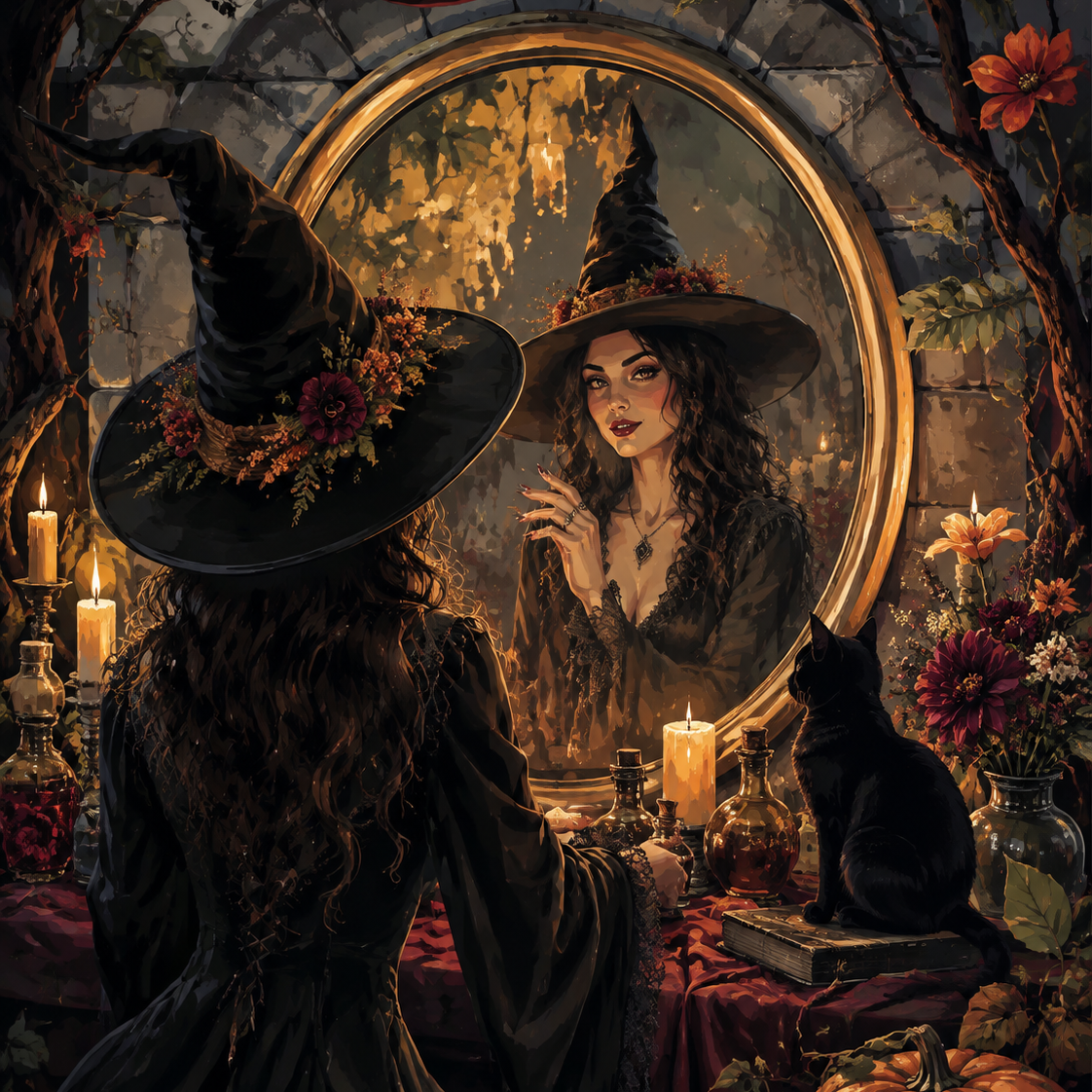 Schilderen op nummer De heks in de gouden spiegel – Halloween
