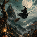 Schilderen op nummer De heks in het koude maanlicht – Halloween