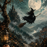 Schilderen op nummer De heks in het koude maanlicht – Halloween