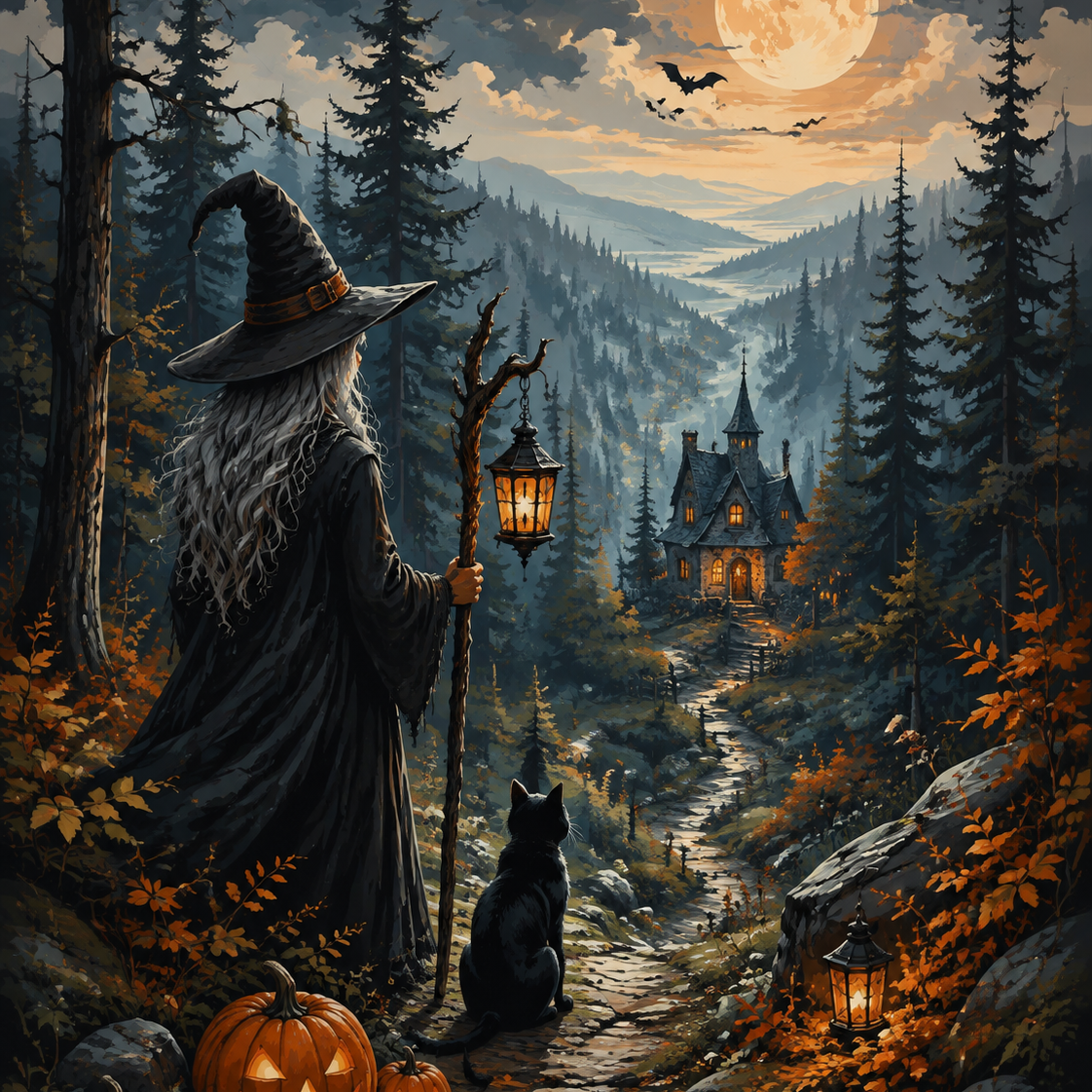 Schilderen op nummer De heks uit het dennenbos – Halloween