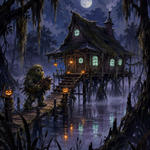 Schilderen op nummer De hut van het moerasmonster – Halloween