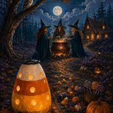 Schilderen op nummer De kring van snoepmaïsheksen – Halloween