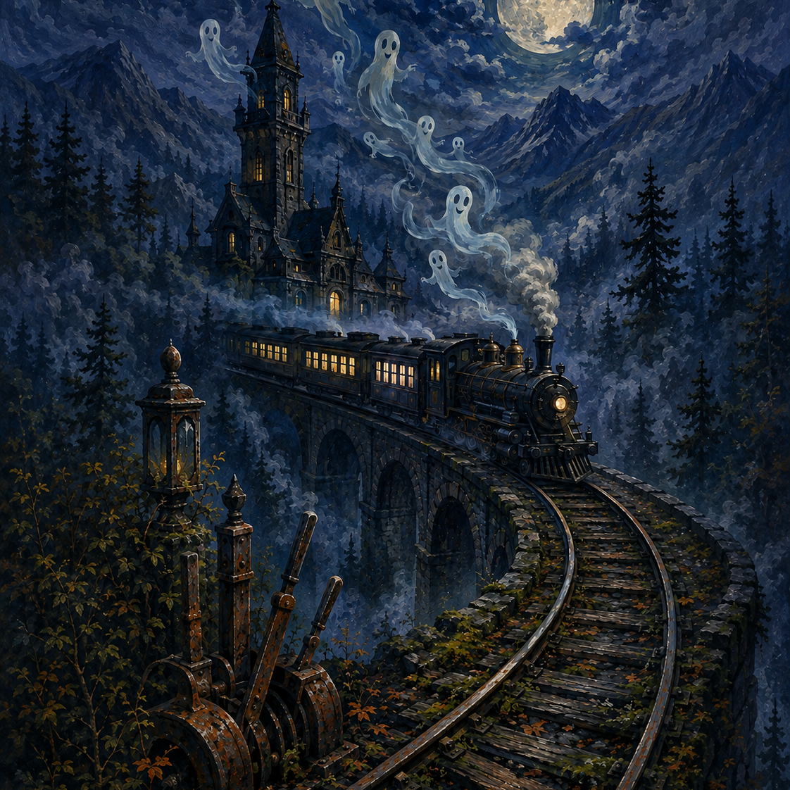 Schilderen op nummer De spooktrein om middernacht – Halloween