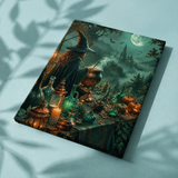 Afgewerkt canvas De tafel met duizend drankjes op stof