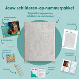 Inhoud van het schilderen-op-nummerpakket De vampier bij de koelkast