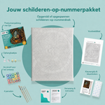 Inhoud van het schilderen-op-nummerpakket De voorraad van de oude tovenaar