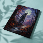 Afgewerkt canvas De weerwolf in het rode bos op stof