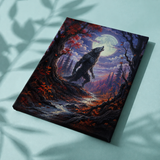 Afgewerkt canvas De weerwolf in het rode bos op stof