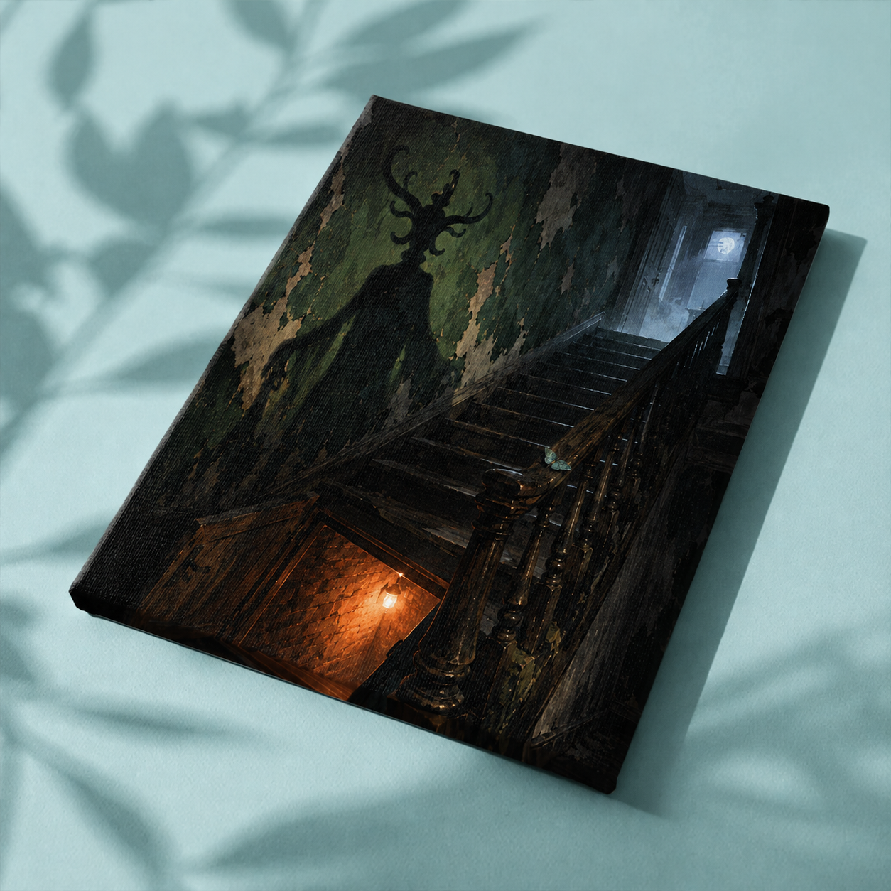 Afgewerkt canvas Ga dit huis niet binnen op stof