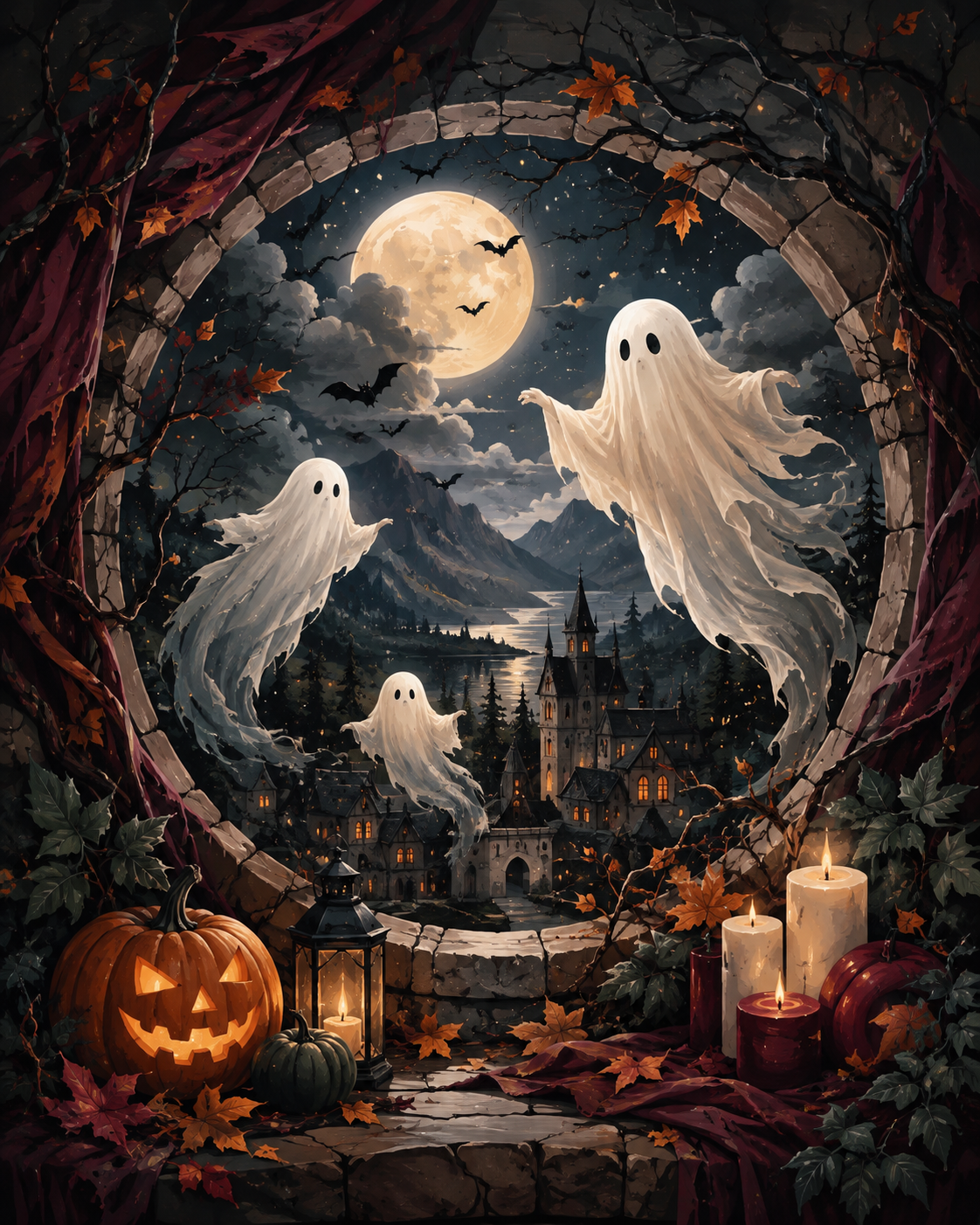 Schilderen op nummer Geesten tussen de sterren – Halloween