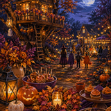 Schilderen op nummer Herfstavond in de boomhut – Halloween