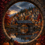 Schilderen op nummer Herfstavond in het bruggendorp – Halloween