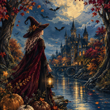 Schilderen op nummer Herfstheks aan de rivier – Halloween