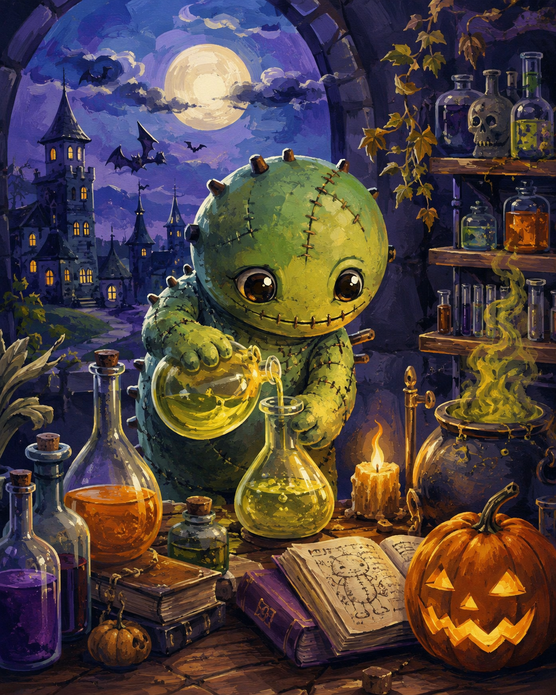 Schilderen op nummer Het groene laboratoriumwezen – Halloween