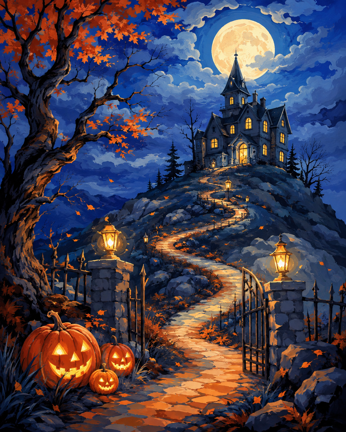 Schilderen op nummer Het huis op de spookheuvel – Halloween