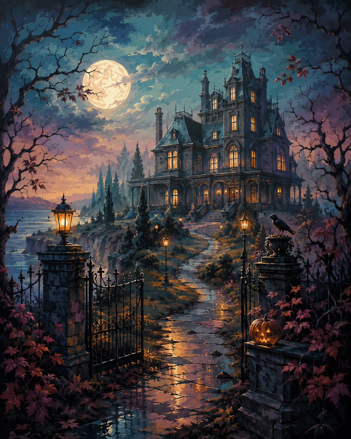 Schilderen op nummer Het landhuis zonder gasten – Halloween