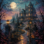 Schilderen op nummer Het landhuis zonder gasten – Halloween