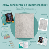 Inhoud van het schilderen-op-nummerpakket Ingrediënten voor de heksenketel