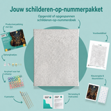 Inhoud van het schilderen-op-nummerpakket Kermis van de nachtfiguren