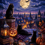Schilderen op nummer Nachtpoten op het dak – Halloween