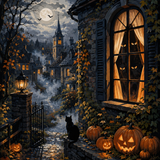 Schilderen op nummer Ogen in het donkere raam – Halloween
