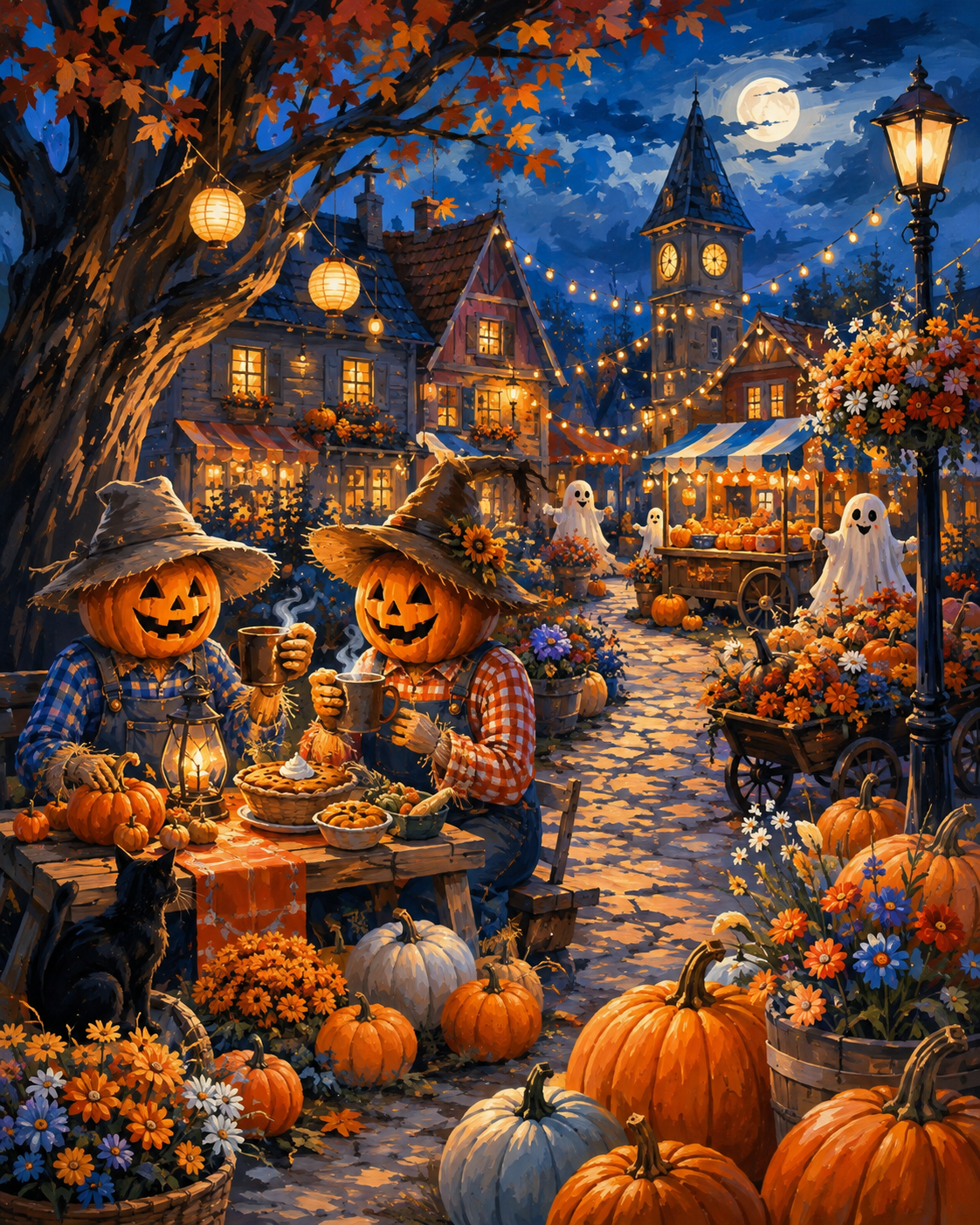 Schilderen op nummer Oogstfeest in het pompoendorp – Halloween