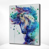 Diamond Painting Paard met Blauwe Tinten