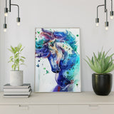 Diamond Painting Paard met Blauwe Tinten