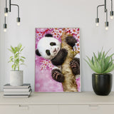 Diamond Painting Panda met Bloemen