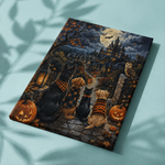 Afgewerkt canvas Pootjes in de spooknacht op stof