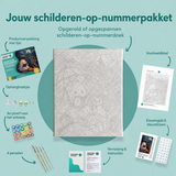 Inhoud van het schilderen-op-nummerpakket Schattige spooknacht