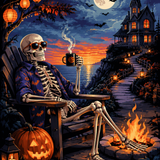 Schilderen op nummer Skelet met zonnebril – Halloween