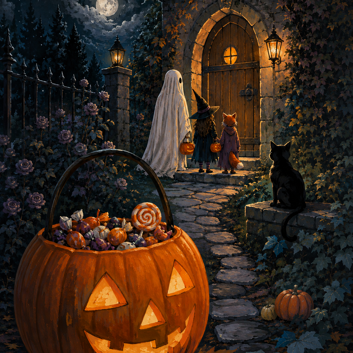 Schilderen op nummer Snoep of je leven bij de oude deur – Halloween