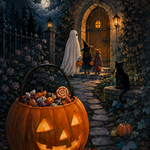 Schilderen op nummer Snoep of je leven bij de oude deur – Halloween