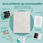 Inhoud van het schilderen-op-nummerpakket Spoken in het kronkelende huis