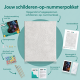 Inhoud van het schilderen-op-nummerpakket Spoken in het kronkelende huis