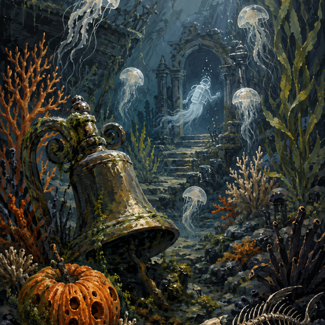 Schilderen op nummer Spoken onder de zee – Halloween