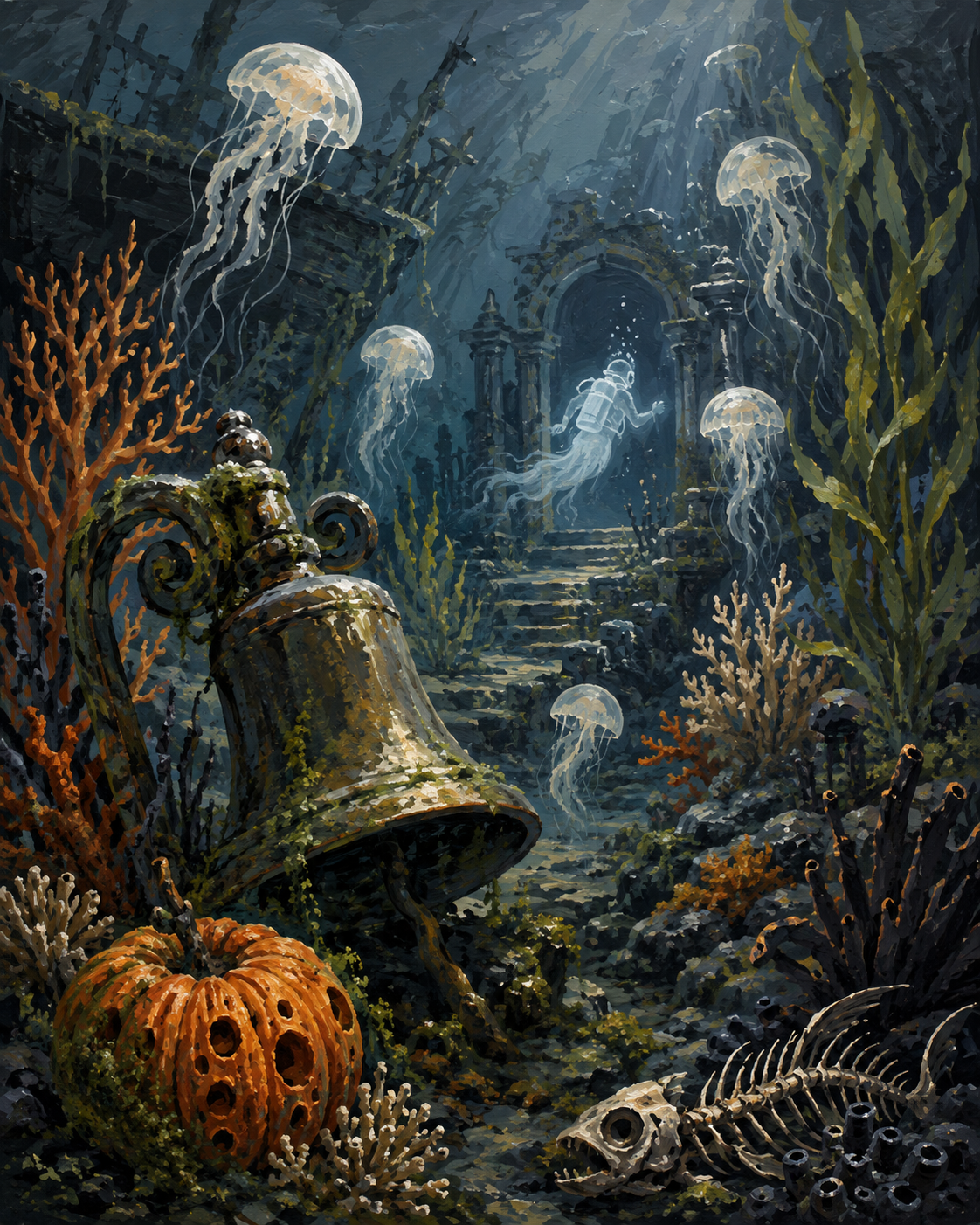Schilderen op nummer Spoken onder de zee – Halloween