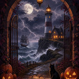 Schilderen op nummer Storm bij de spookvuurtoren – Halloween