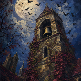 Schilderen op nummer Vleermuizen boven de klokkentoren – Halloween