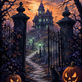 Schilderen op nummer Waanzin achter de kerkhofpoort – Halloween