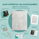 Inhoud van het schilderen-op-nummerpakket Wanneer het heksenuur slaat