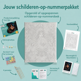 Inhoud van het schilderen-op-nummerpakket Werveling in de kristallen bol